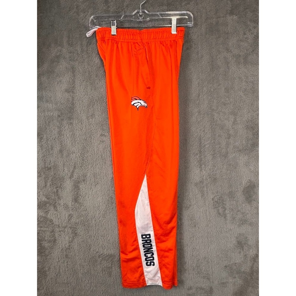 NFL Boys Orange Navy Blue Dri-Fit Athletic Track Pants Side Stripe Size M 10-12
